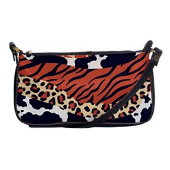 Mixed-animal-skin-print-safari-textures-mix-leopard-zebra-tiger-skins-patterns-luxury-animals-textur Shoulder Clutch Bag