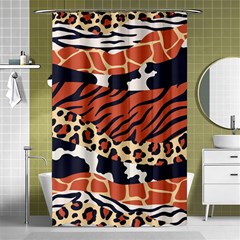 Mixed-animal-skin-print-safari-textures-mix-leopard-zebra-tiger-skins-patterns-luxury-animals-textur Shower Curtain 48  X 72  (small)  by Pakemis