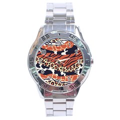 Mixed-animal-skin-print-safari-textures-mix-leopard-zebra-tiger-skins-patterns-luxury-animals-textur Stainless Steel Analogue Watch by Pakemis