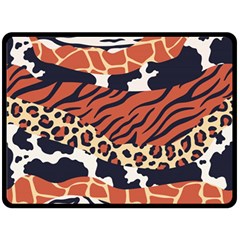 Mixed-animal-skin-print-safari-textures-mix-leopard-zebra-tiger-skins-patterns-luxury-animals-textur Double Sided Fleece Blanket (large) by Pakemis