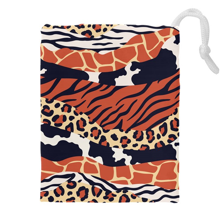 Mixed-animal-skin-print-safari-textures-mix-leopard-zebra-tiger-skins-patterns-luxury-animals-textur Drawstring Pouch (4XL)