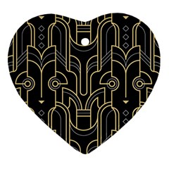 Art-deco-geometric-abstract-pattern-vector Heart Ornament (two Sides) by Pakemis