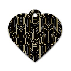 Art-deco-geometric-abstract-pattern-vector Dog Tag Heart (one Side) by Pakemis