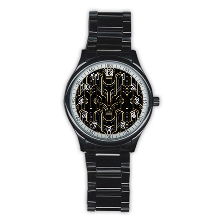 Art-deco-geometric-abstract-pattern-vector Stainless Steel Round Watch