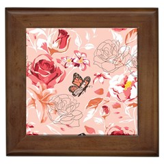 Beautiful-seamless-spring-pattern-with-roses-peony-orchid-succulents Framed Tile by Pakemis