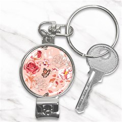 Beautiful-seamless-spring-pattern-with-roses-peony-orchid-succulents Nail Clippers Key Chain