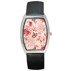 Beautiful-seamless-spring-pattern-with-roses-peony-orchid-succulents Barrel Style Metal Watch by Pakemis