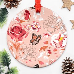 Beautiful-seamless-spring-pattern-with-roses-peony-orchid-succulents Round Ornament (two Sides)