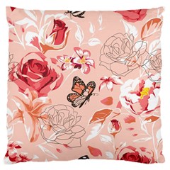 Beautiful-seamless-spring-pattern-with-roses-peony-orchid-succulents Large Flano Cushion Case (one Side)