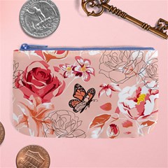 Beautiful-seamless-spring-pattern-with-roses-peony-orchid-succulents Large Coin Purse by Pakemis