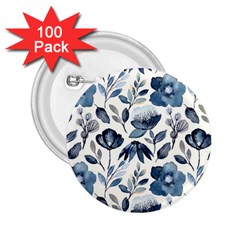 Indigo-watercolor-floral-seamless-pattern 2 25  Buttons (100 Pack)  by Pakemis