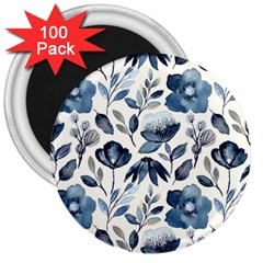 Indigo-watercolor-floral-seamless-pattern 3  Magnets (100 Pack) by Pakemis