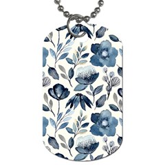 Indigo-watercolor-floral-seamless-pattern Dog Tag (one Side) by Pakemis