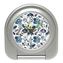 Indigo-watercolor-floral-seamless-pattern Travel Alarm Clock by Pakemis