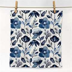 Indigo-watercolor-floral-seamless-pattern Face Towel by Pakemis