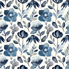 Indigo-watercolor-floral-seamless-pattern Play Mat (rectangle) by Pakemis