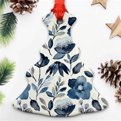 Indigo-watercolor-floral-seamless-pattern Christmas Tree Ornament (two Sides) by Pakemis