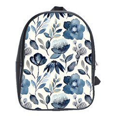 Indigo-watercolor-floral-seamless-pattern School Bag (xl) by Pakemis