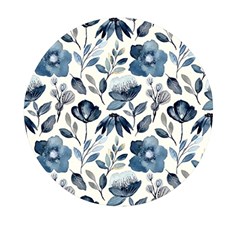 Indigo-watercolor-floral-seamless-pattern Mini Round Pill Box by Pakemis