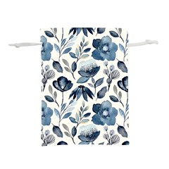 Indigo-watercolor-floral-seamless-pattern Lightweight Drawstring Pouch (l) by Pakemis