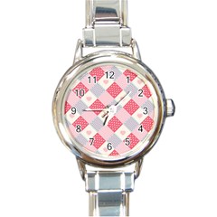 Cute-kawaii-patches-seamless-pattern Round Italian Charm Watch by Pakemis