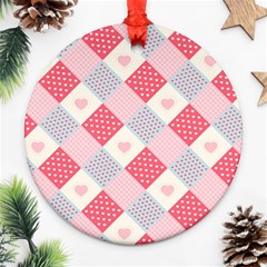 Cute-kawaii-patches-seamless-pattern Ornament (round) by Pakemis