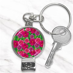 Background-cute-flowers-fuchsia-with-leaves Nail Clippers Key Chain