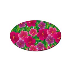 Background-cute-flowers-fuchsia-with-leaves Sticker (oval)