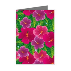 Background-cute-flowers-fuchsia-with-leaves Mini Greeting Card