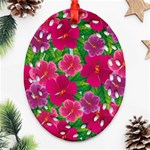 Background-cute-flowers-fuchsia-with-leaves Ornament (Oval Filigree) Front