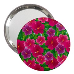 Background-cute-flowers-fuchsia-with-leaves 3  Handbag Mirrors by Pakemis