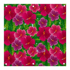 Background-cute-flowers-fuchsia-with-leaves Banner And Sign 3  X 3  by Pakemis