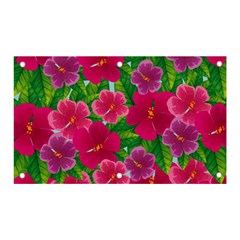 Background-cute-flowers-fuchsia-with-leaves Banner And Sign 5  X 3  by Pakemis