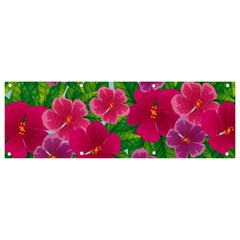 Background-cute-flowers-fuchsia-with-leaves Banner And Sign 9  X 3 