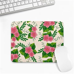 Cute-pink-flowers-with-leaves-pattern Small Mousepad by Pakemis