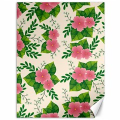 Cute-pink-flowers-with-leaves-pattern Canvas 36  X 48  by Pakemis