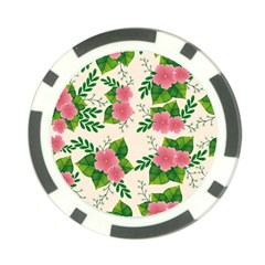 Cute-pink-flowers-with-leaves-pattern Poker Chip Card Guard (10 Pack) by Pakemis