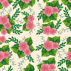 Cute-pink-flowers-with-leaves-pattern Play Mat (square)