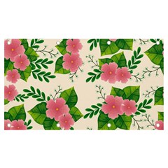 Cute-pink-flowers-with-leaves-pattern Banner And Sign 7  X 4  by Pakemis