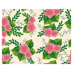 Cute-pink-flowers-with-leaves-pattern Flano Blanket (medium)