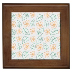 Hand-drawn-cute-flowers-with-leaves-pattern Framed Tile