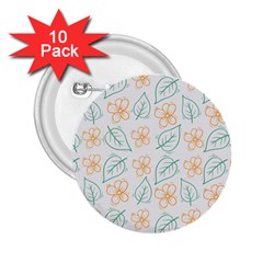 Hand-drawn-cute-flowers-with-leaves-pattern 2.25  Buttons (10 pack) 