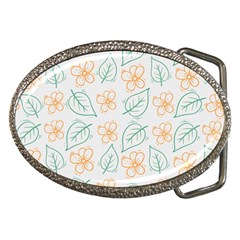 Hand-drawn-cute-flowers-with-leaves-pattern Belt Buckles