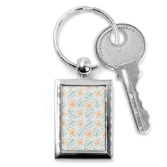 Hand-drawn-cute-flowers-with-leaves-pattern Key Chain (Rectangle)