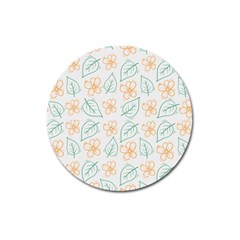 Hand-drawn-cute-flowers-with-leaves-pattern Magnet 3  (Round)