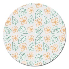 Hand-drawn-cute-flowers-with-leaves-pattern Magnet 5  (Round)