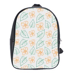 Hand-drawn-cute-flowers-with-leaves-pattern School Bag (Large)