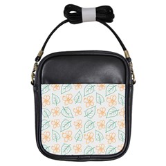 Hand-drawn-cute-flowers-with-leaves-pattern Girls Sling Bag