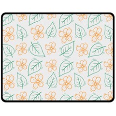 Hand-drawn-cute-flowers-with-leaves-pattern Fleece Blanket (Medium)