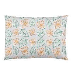 Hand-drawn-cute-flowers-with-leaves-pattern Pillow Case (Two Sides)